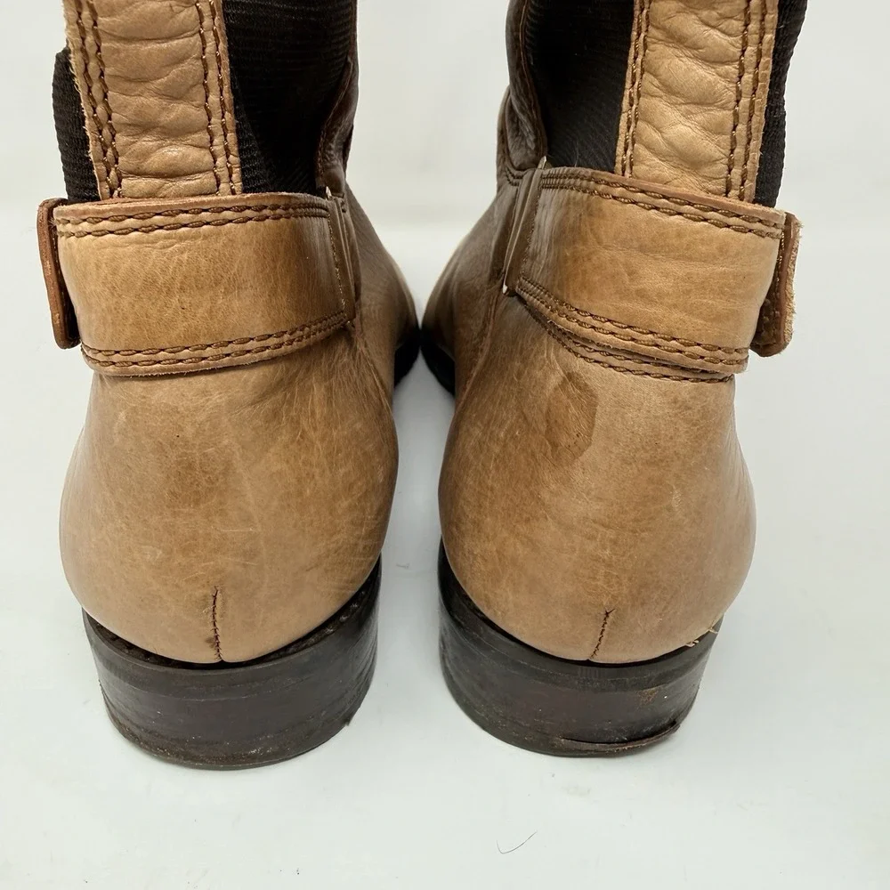 Stuart Weitzman Tall Riding Boots Womens 9.5M Tan Leather‎ Stretch Knee High